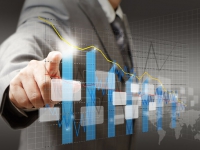 businessman hand touch virtual graph,chart, diagram